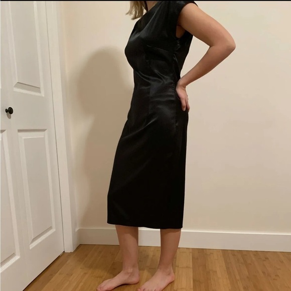 Zara Basic black Satin MIDI Dress Size XS - Picture 1 of 15
